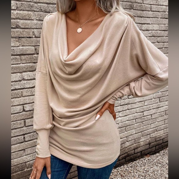 Boho draped front batwing sleeve top - Picture 6 of 15